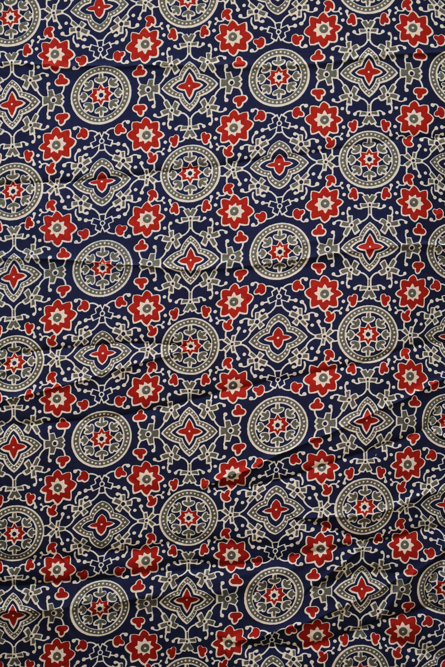 Modal Satin Saree-Peacock Blue Dot Circle Pattern