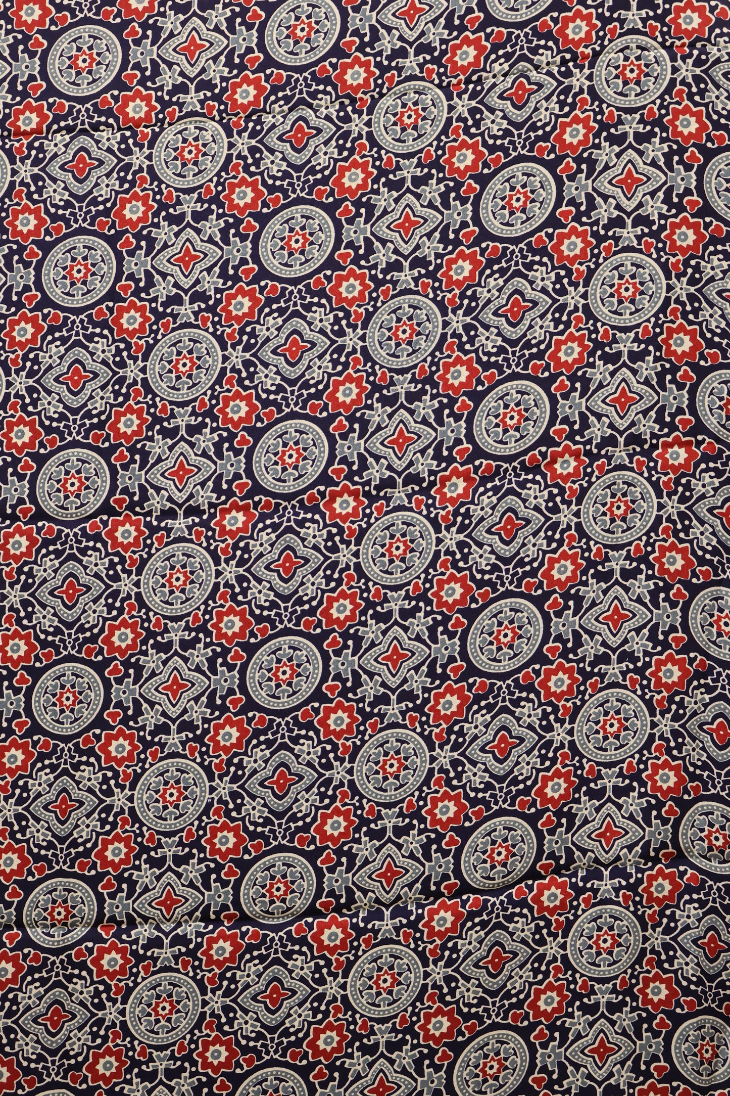 Modal Satin Saree- Navy Blue Dot Circle Pattern