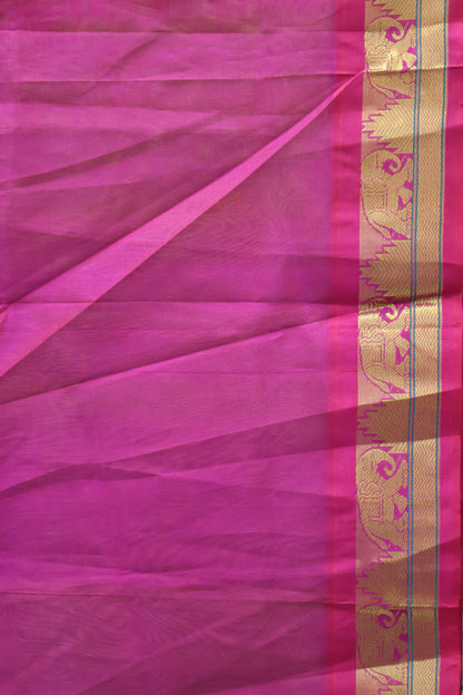 Silk Cotton Saree-Plain green