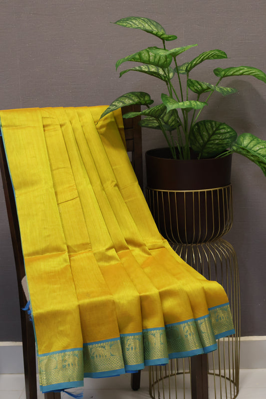 Silk Cotton Saree-Yellow