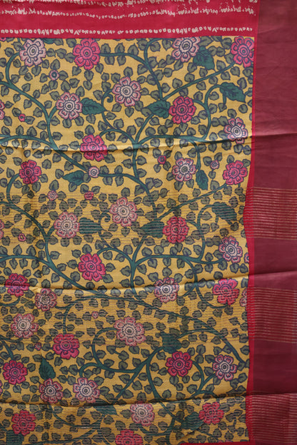 Pure Tussar Saree - Red Dot Lines