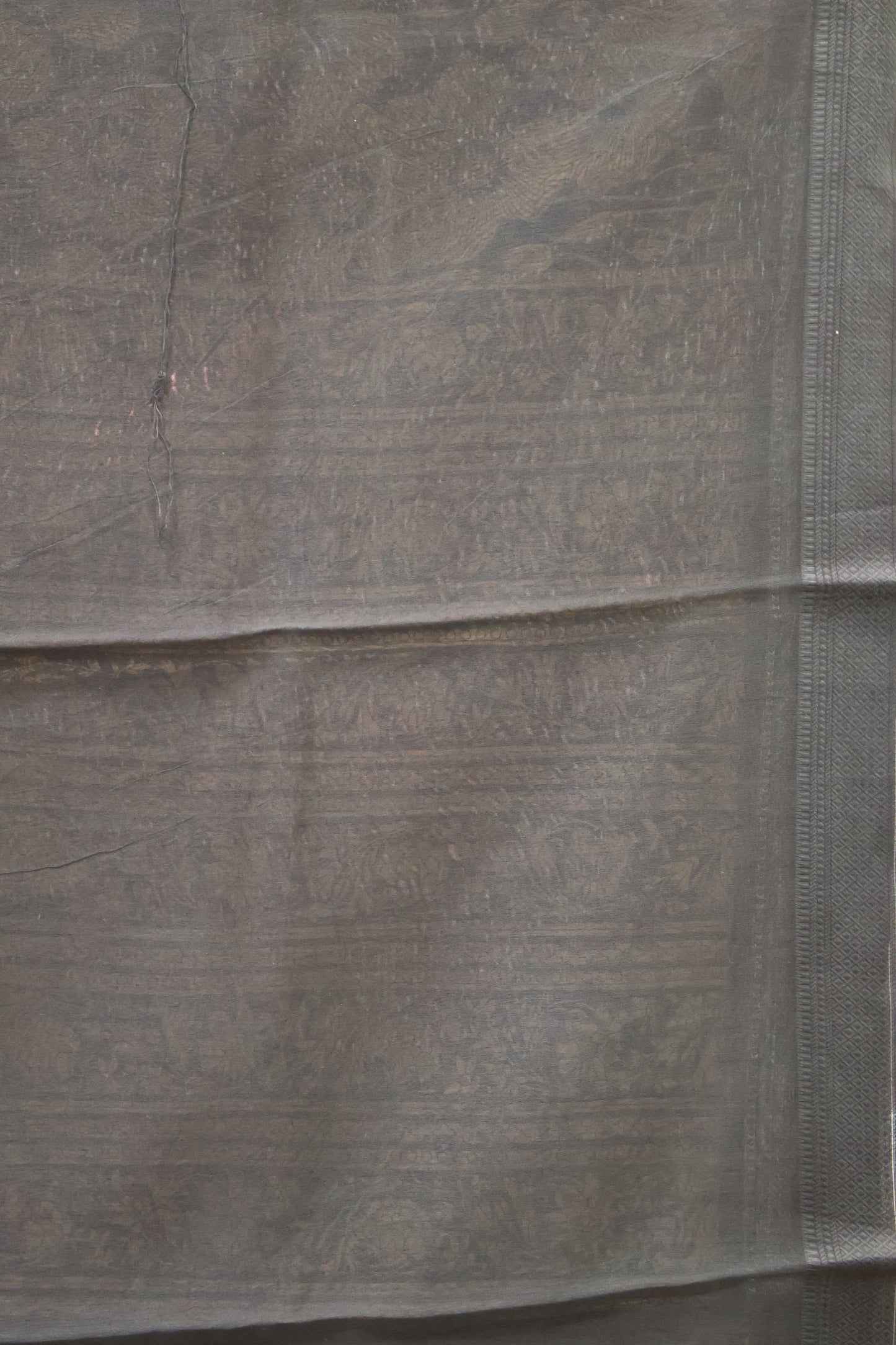 Pure Chanderi Saree -Black Floral Double Border