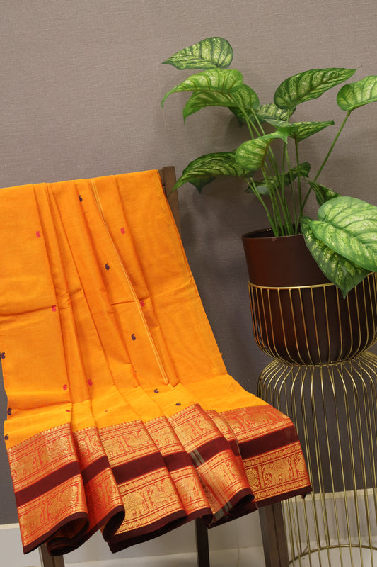 Chettinad Cotton Saree - Orange