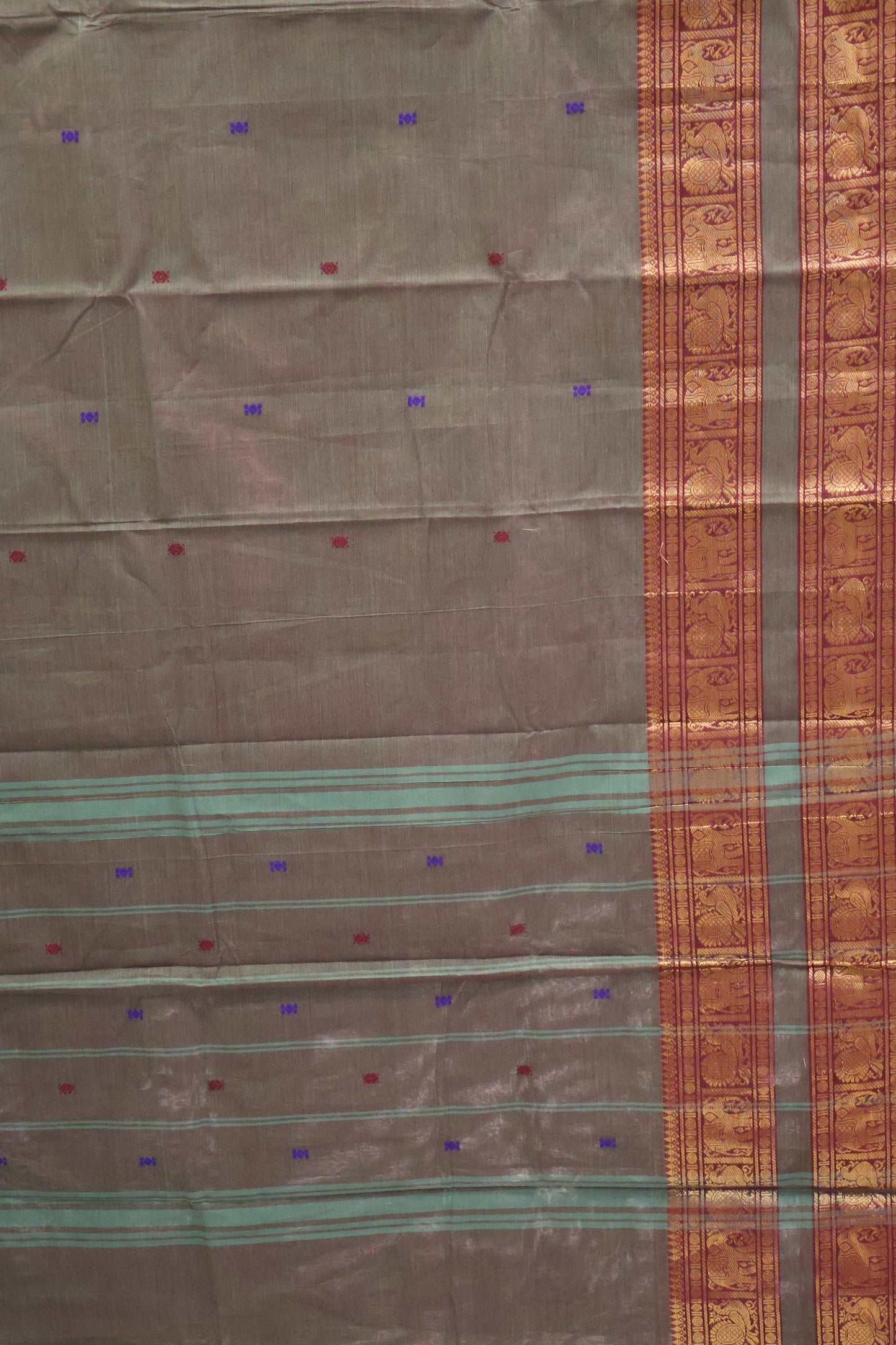 Chettinad Cotton Saree - Army Green