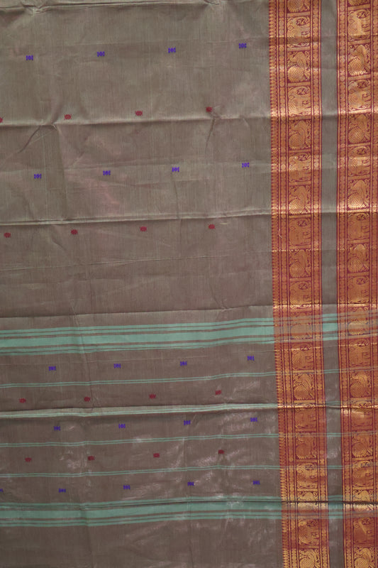 Chettinad Cotton Saree - Army Green