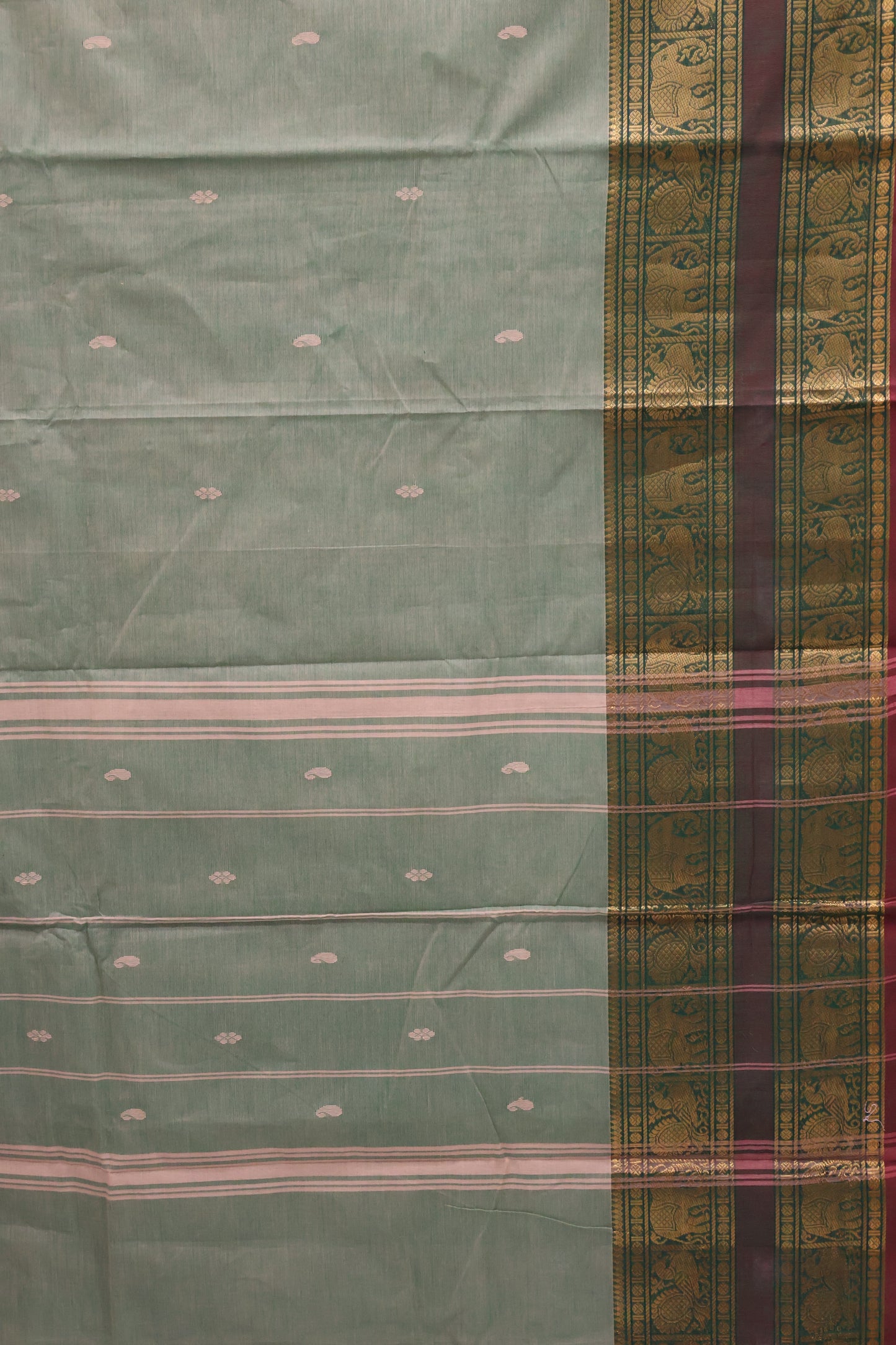 Chettinad Cotton Saree -Basil Green