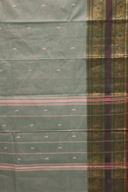Chettinad Cotton Saree -Basil Green