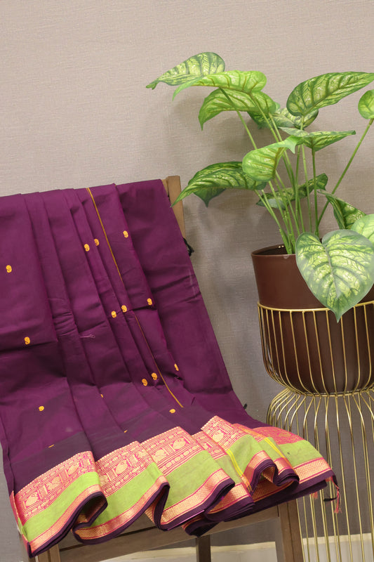 Chettinad Cotton Saree -Wine