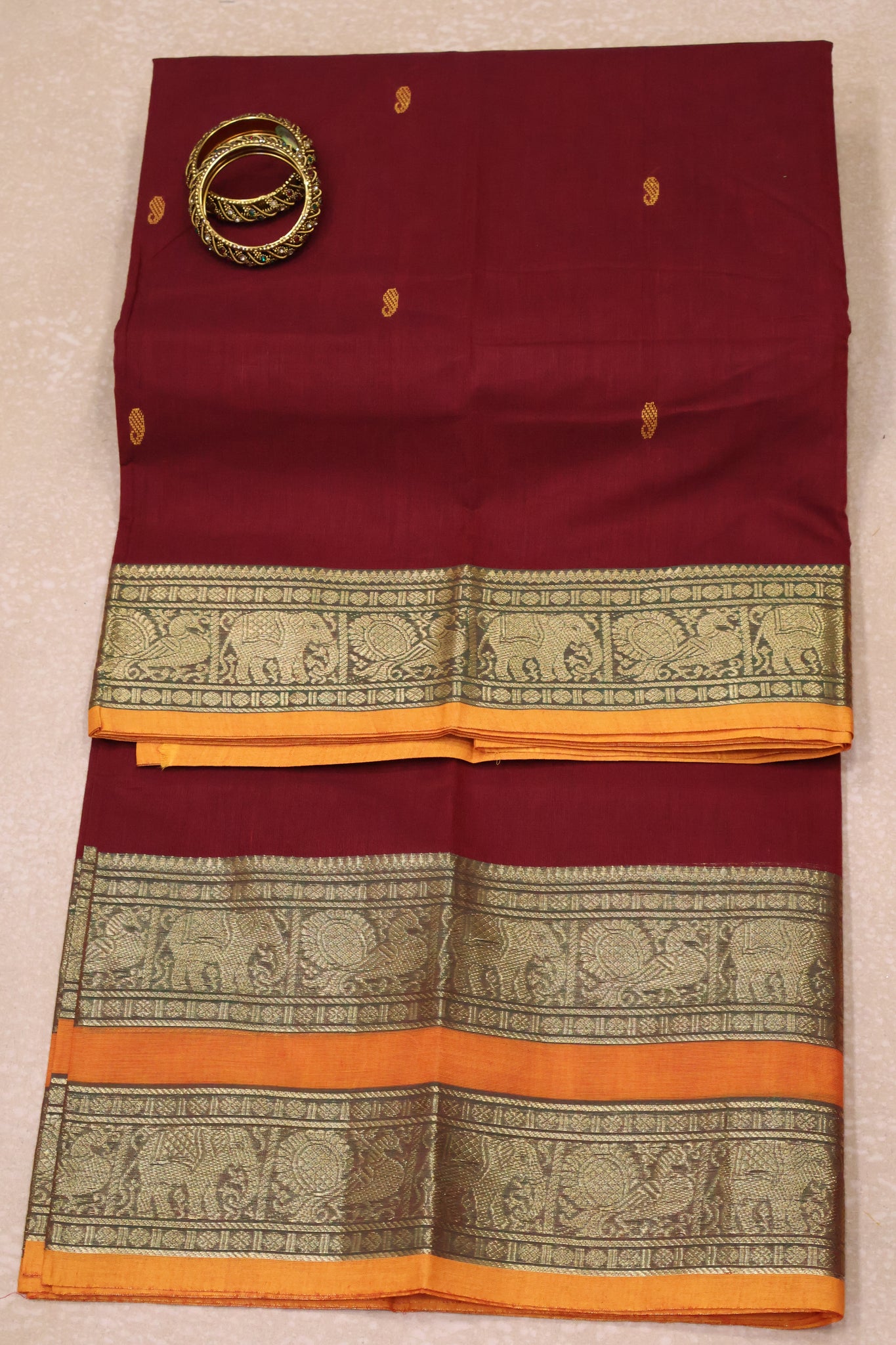 Chettinad Cotton Saree - Redish Maroon