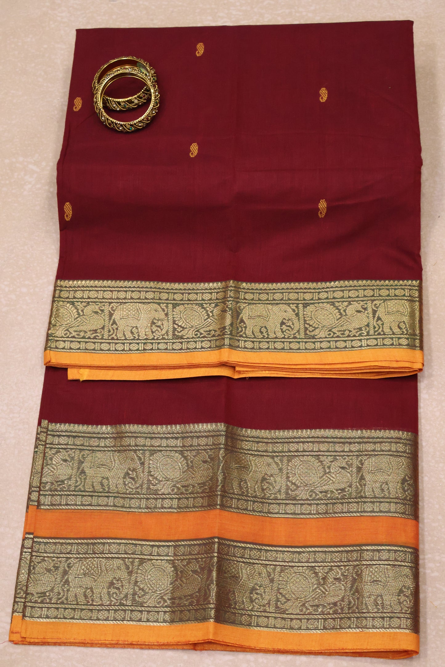 Chettinad Cotton Saree - Redish Maroon