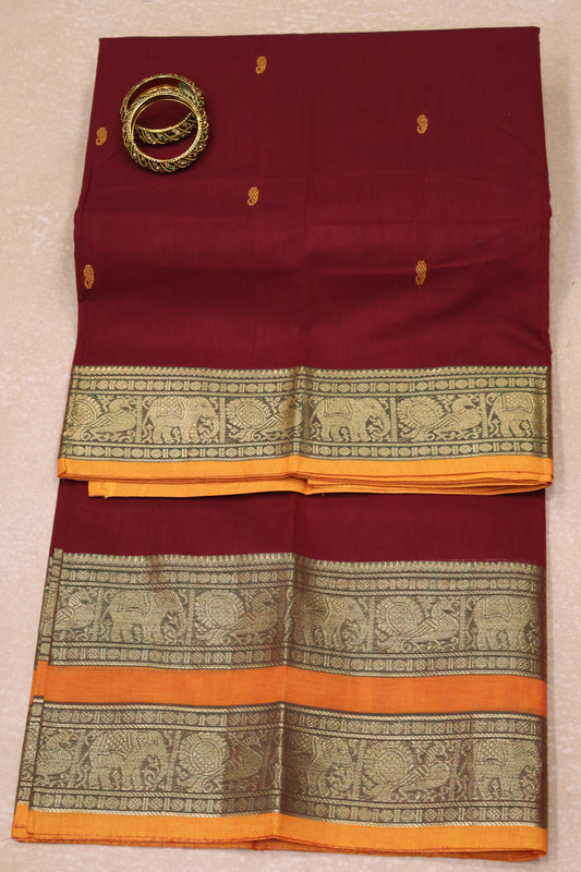 Chettinad Cotton Saree - Redish Maroon