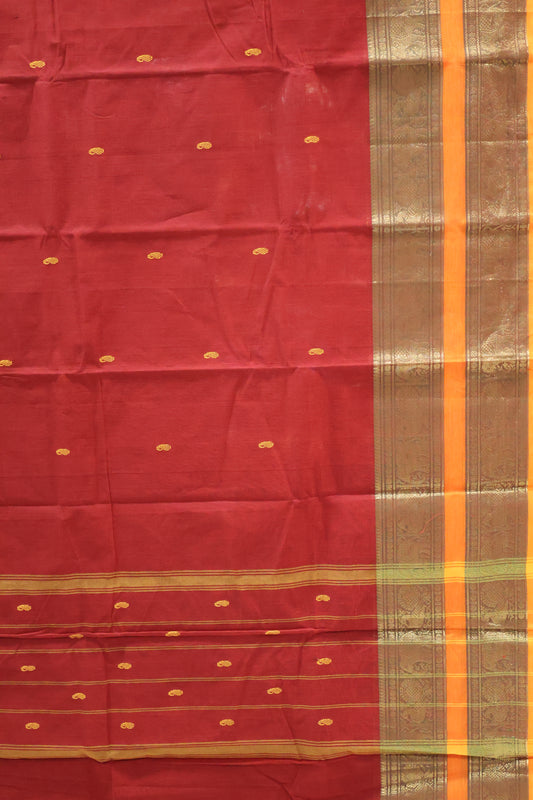 Chettinad Cotton Saree - Redish Maroon