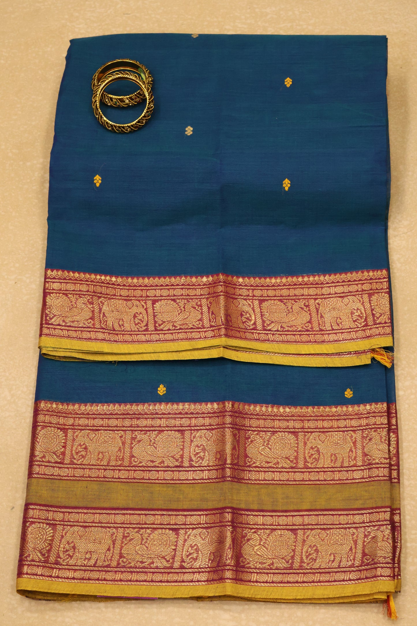 Chettinad Cotton Saree -Peacock Blue