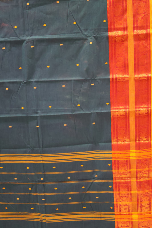 Chettinad Cotton Saree -Peacock Blue