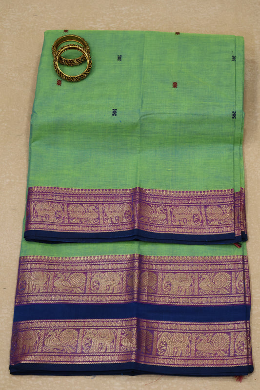Chettinad Cotton Saree -Pista Green