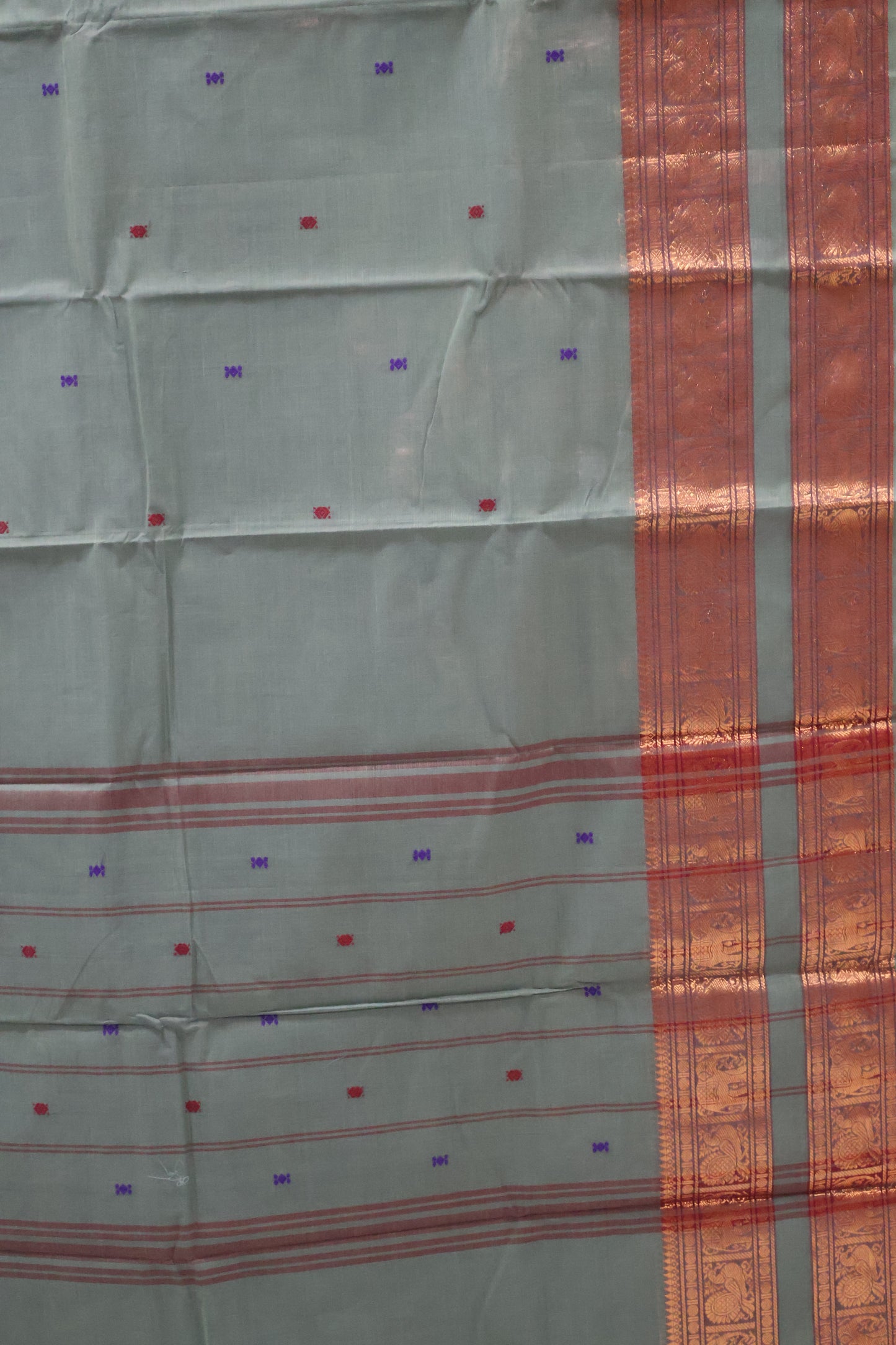 Chettinad Cotton Saree -Hunter Green