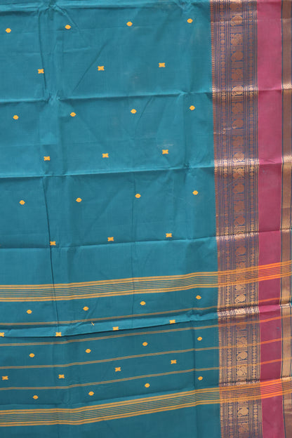 Chettinad Cotton Saree -Peacock Green
