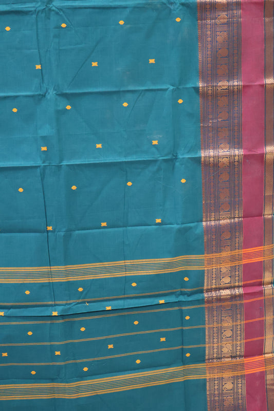 Chettinad Cotton Saree -Peacock Green