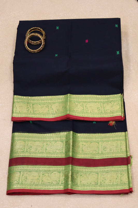 Chettinad Cotton Saree -Black Green