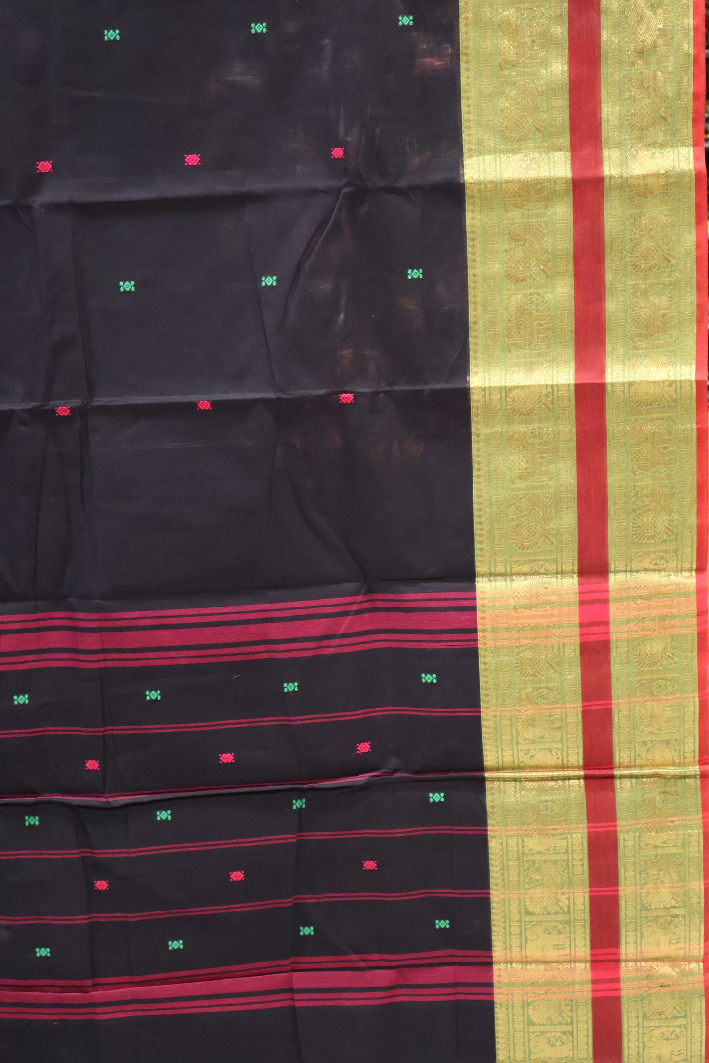 Chettinad Cotton Saree -Black Green