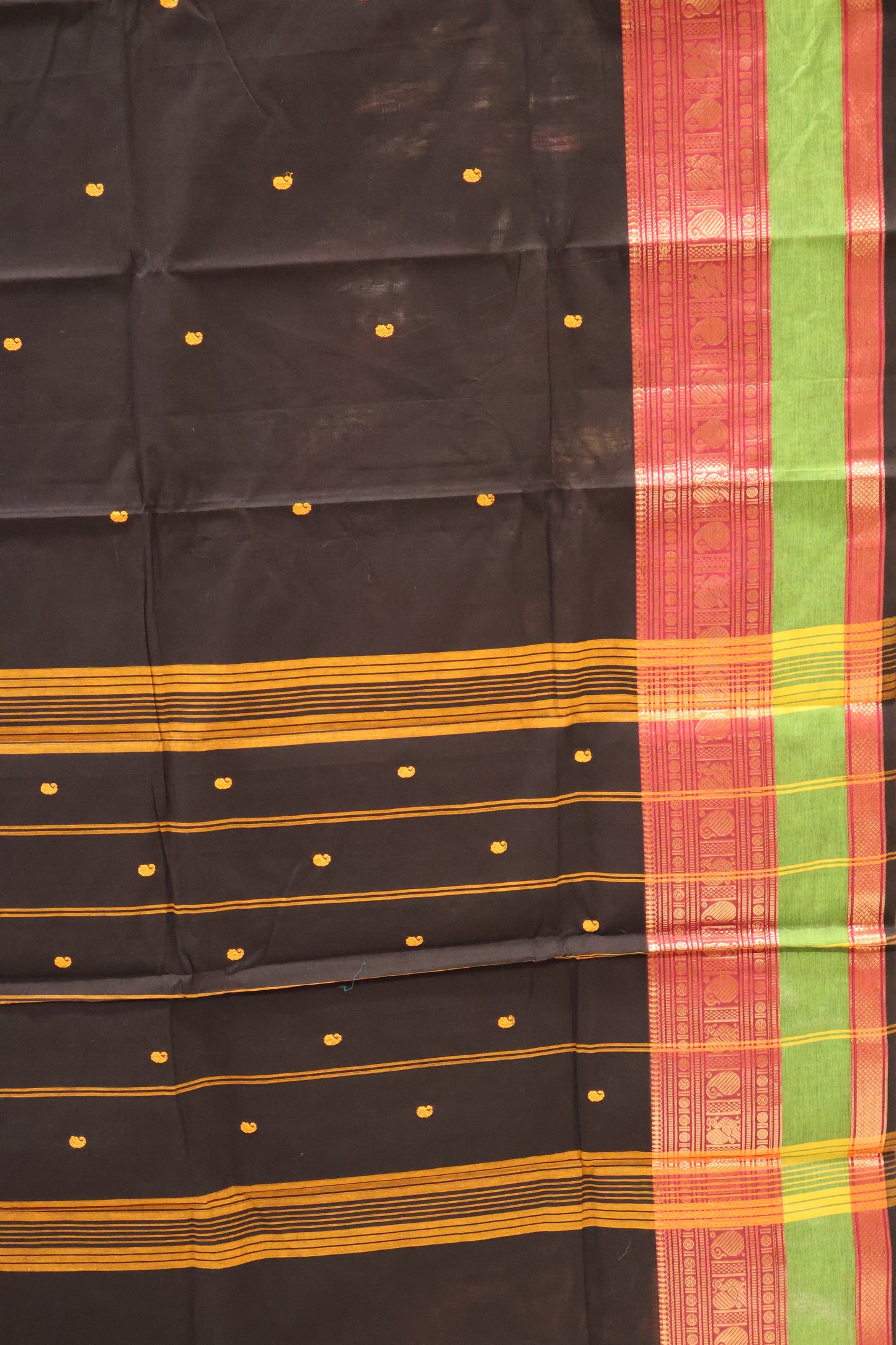 Chettinad Cotton Saree -Black Magenta
