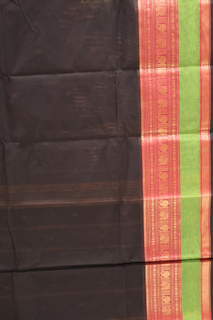 Chettinad Cotton Saree -Black Magenta