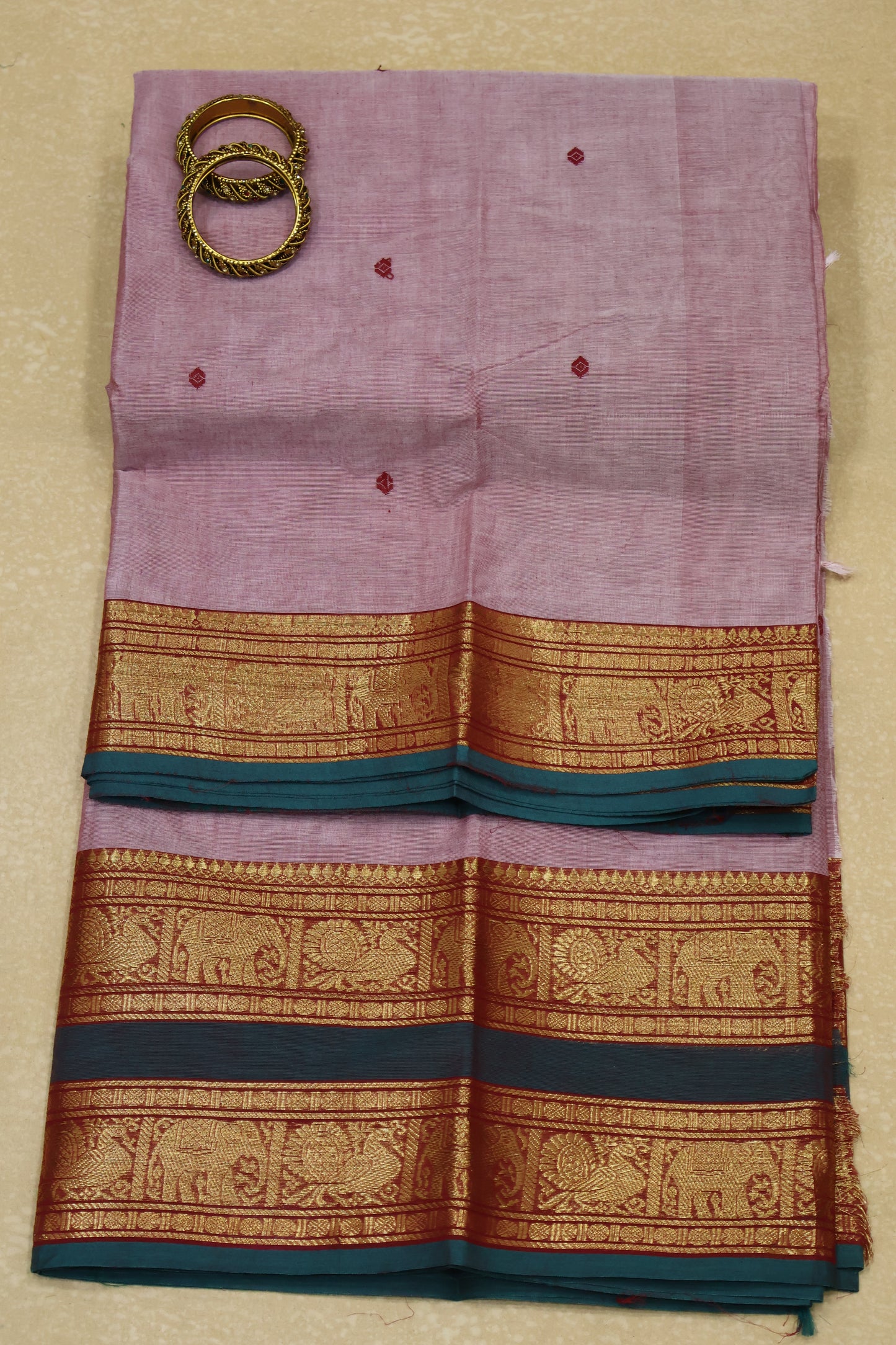 Chettinad Cotton Saree -Coral Pink