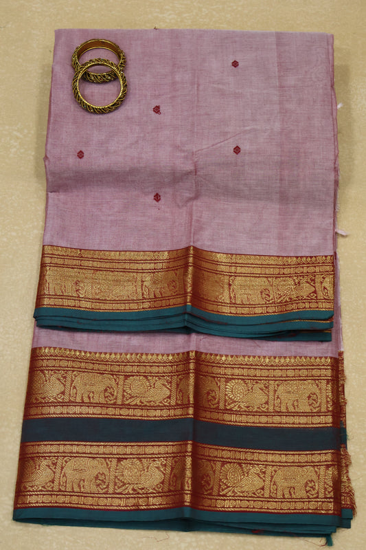 Chettinad Cotton Saree -Coral Pink