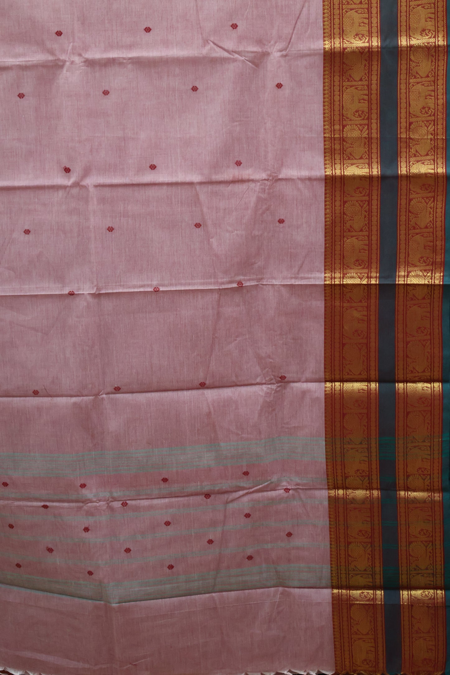 Chettinad Cotton Saree -Coral Pink