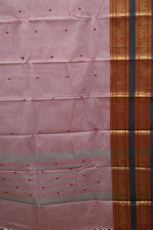 Chettinad Cotton Saree -Coral Pink