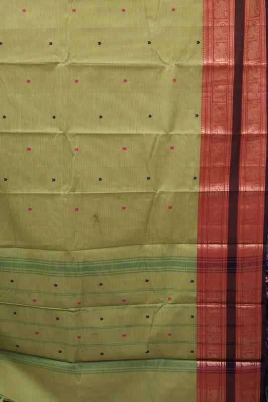 Chettinad Cotton Saree -Apple Green