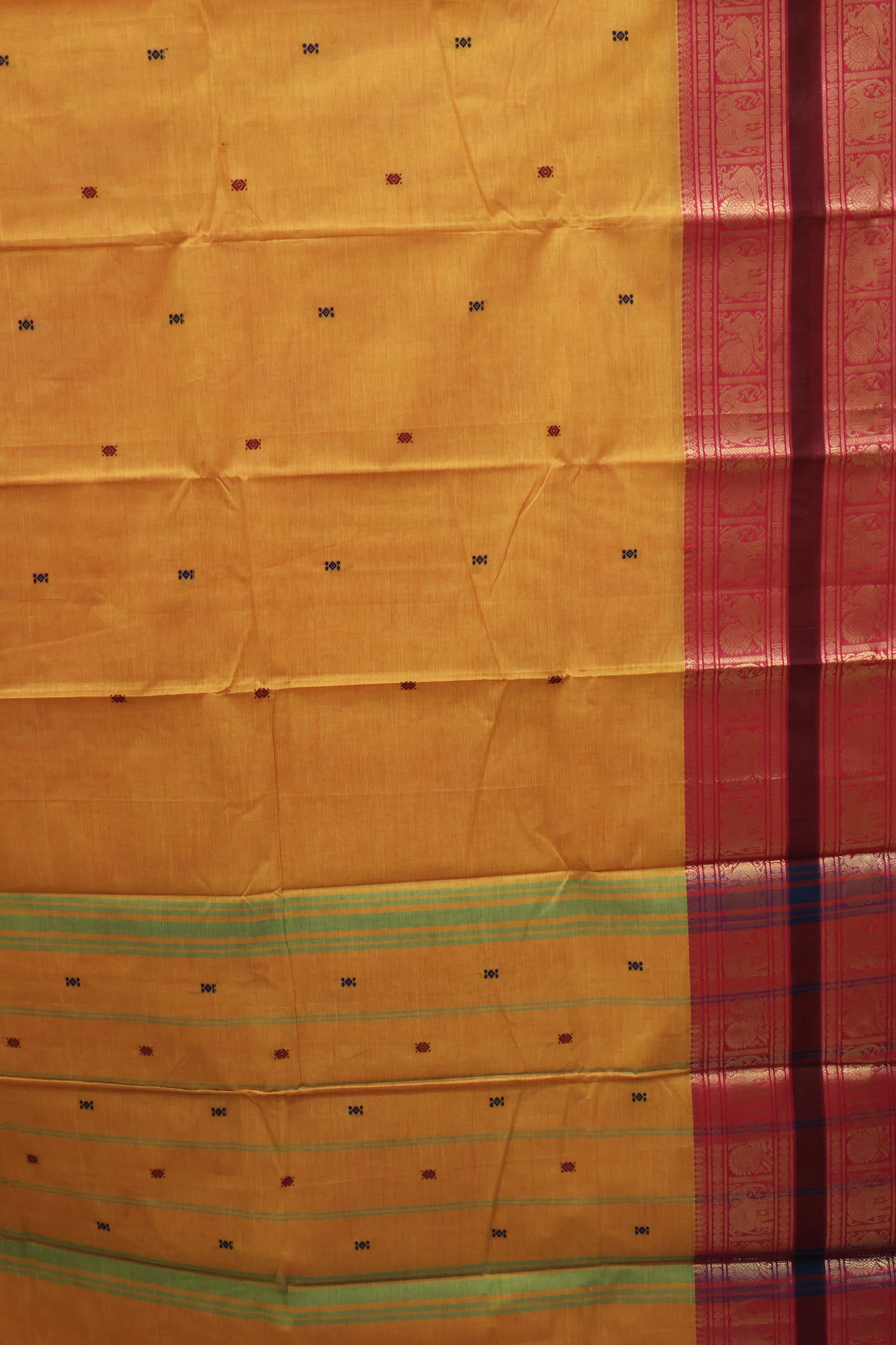 Chettinad Cotton Saree -Mango Yellow