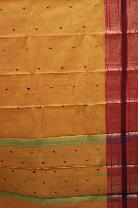Chettinad Cotton Saree -Mango Yellow