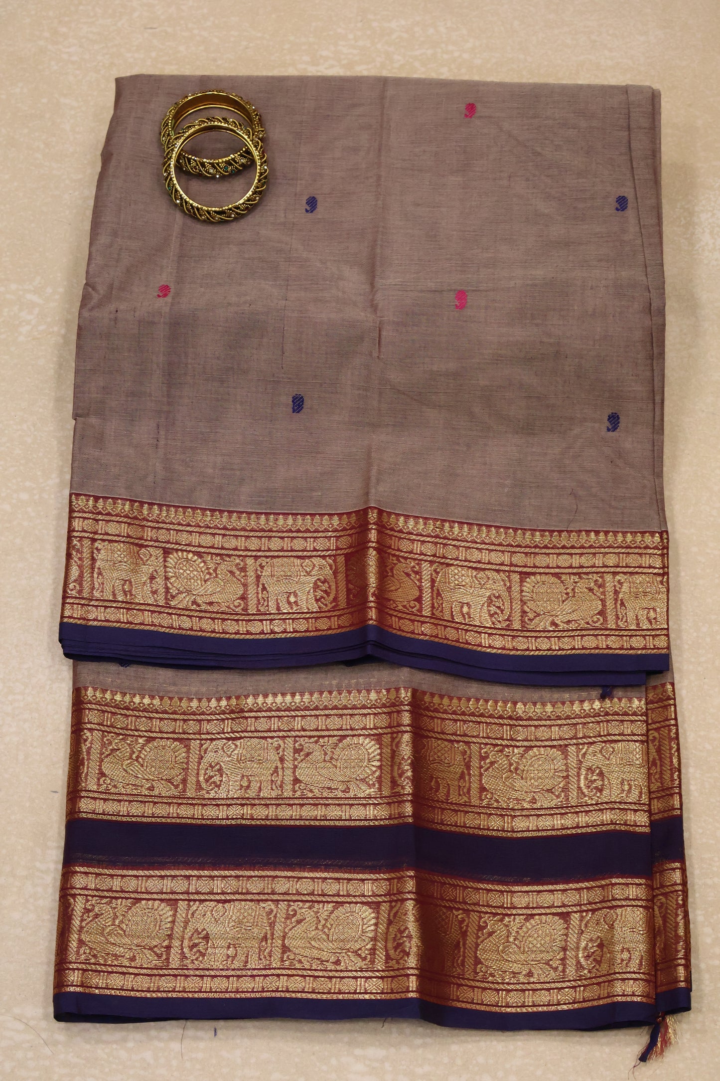 Chettinad Cotton Saree -Lite Brown