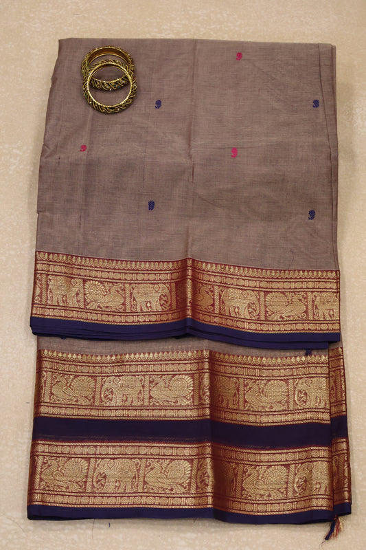 Chettinad Cotton Saree -Lite Brown
