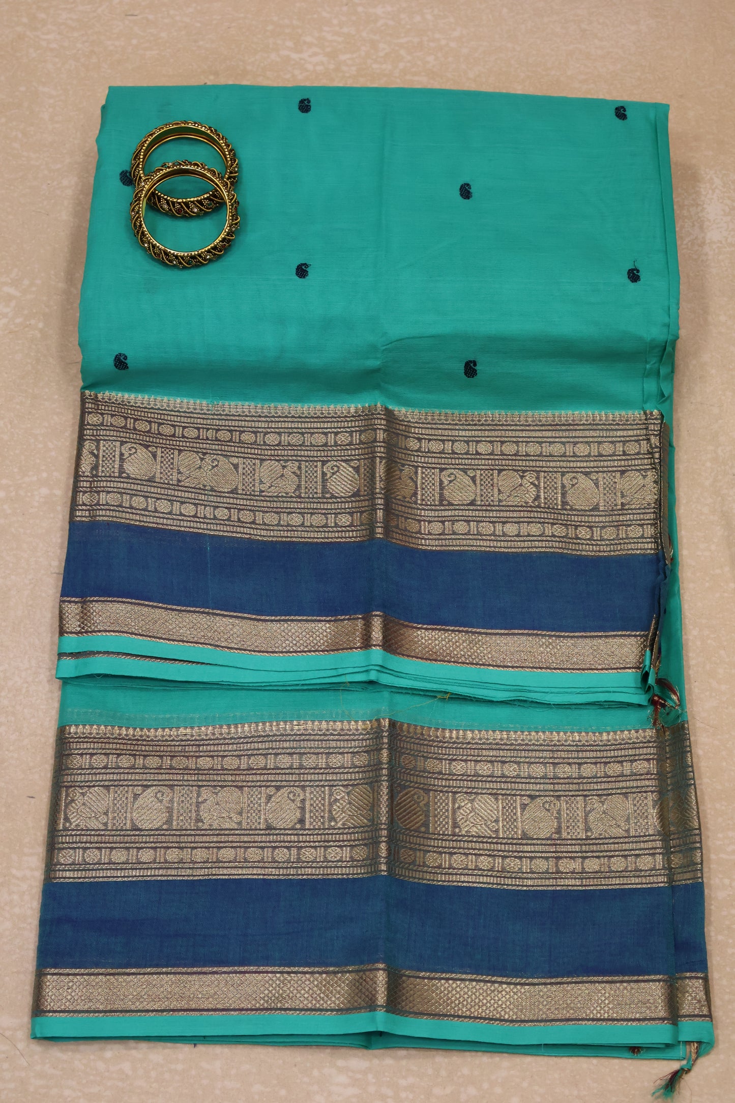 Chettinad Cotton Saree -Aqua Marine