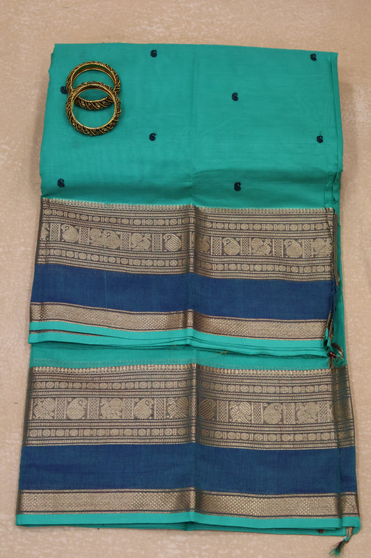 Chettinad Cotton Saree -Aqua Marine