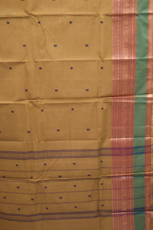 Chettinad Cotton Saree -Golden Brown Green