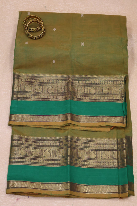 Chettinad Cotton Saree -Olive Green