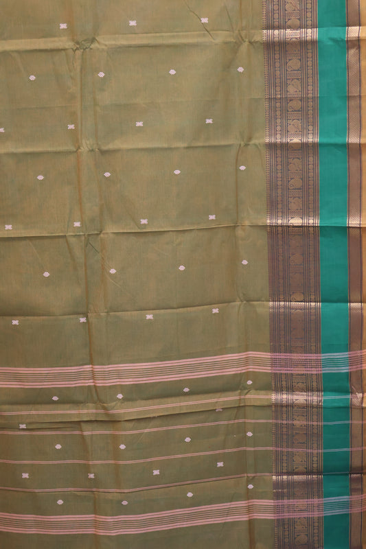 Chettinad Cotton Saree -Olive Green