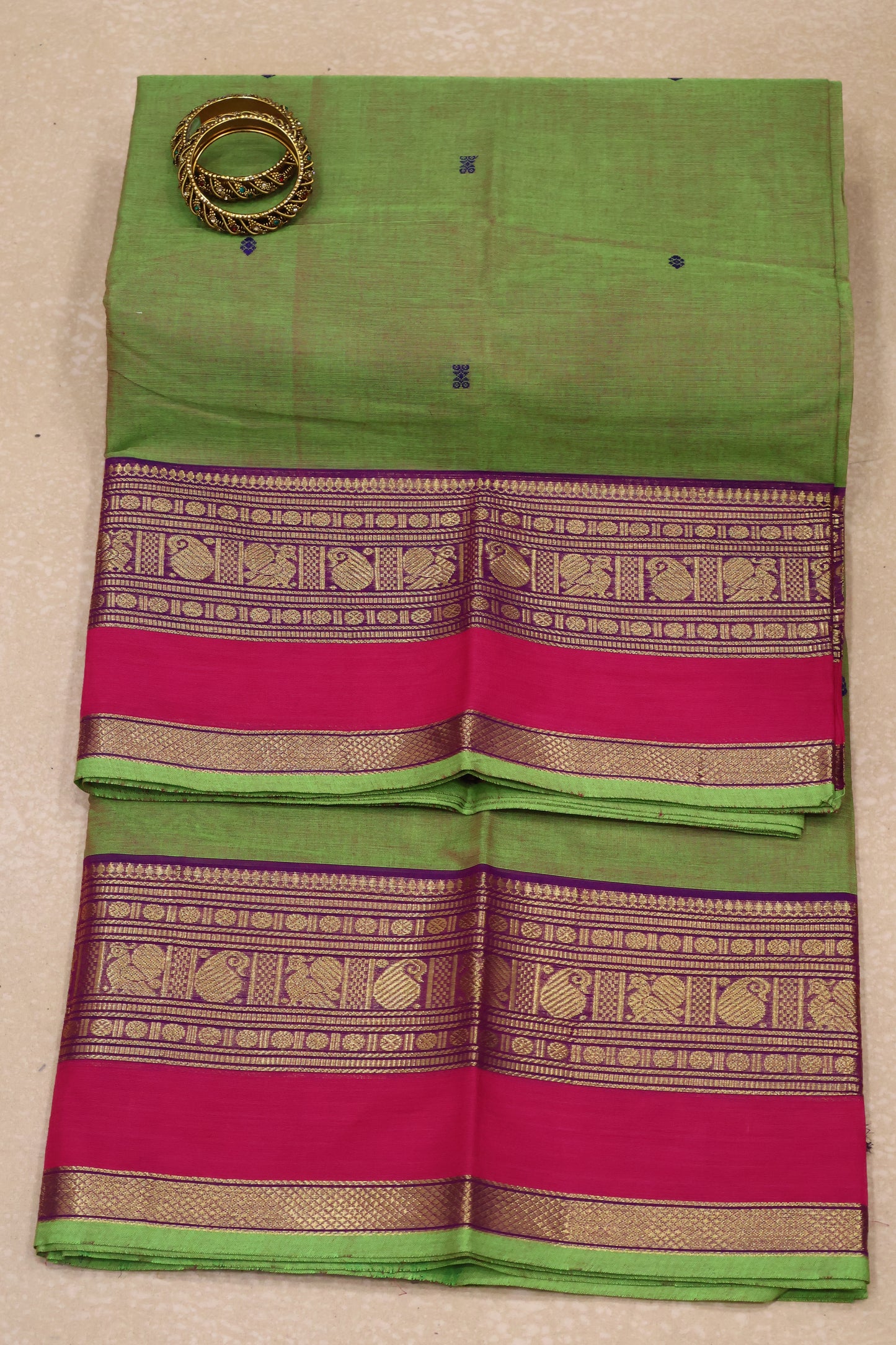 Chettinad Cotton Saree -Lite Green