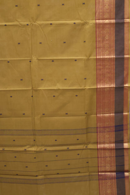 Chettinad Cotton Saree -Golden with Brown Black