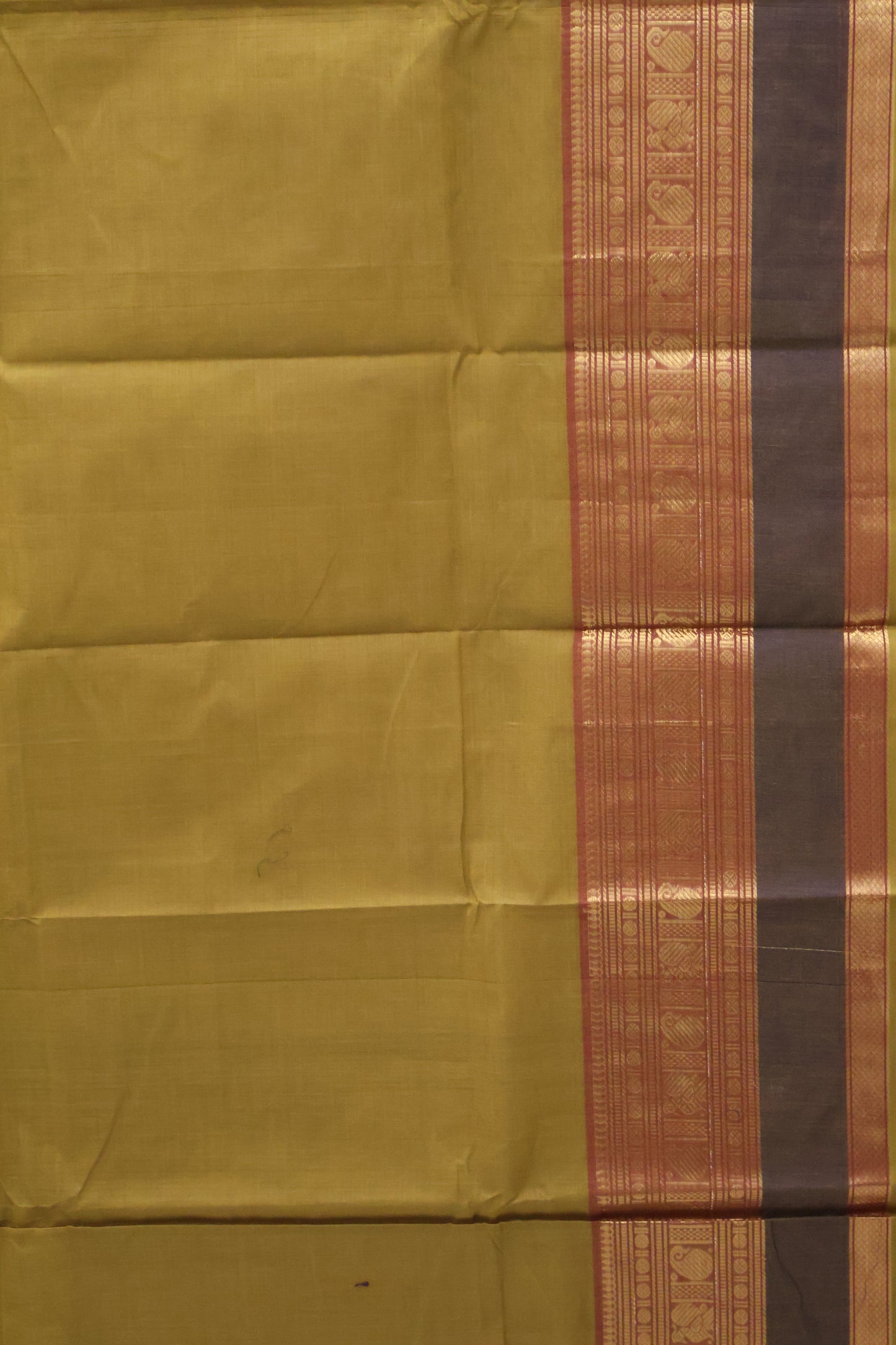 Chettinad Cotton Saree -Golden with Brown Black
