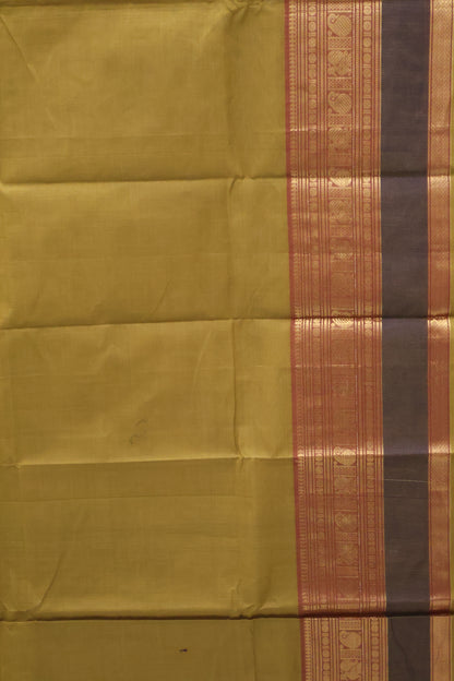 Chettinad Cotton Saree -Golden with Brown Black