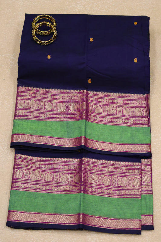 Chettinad Cotton Saree -Navy Blue