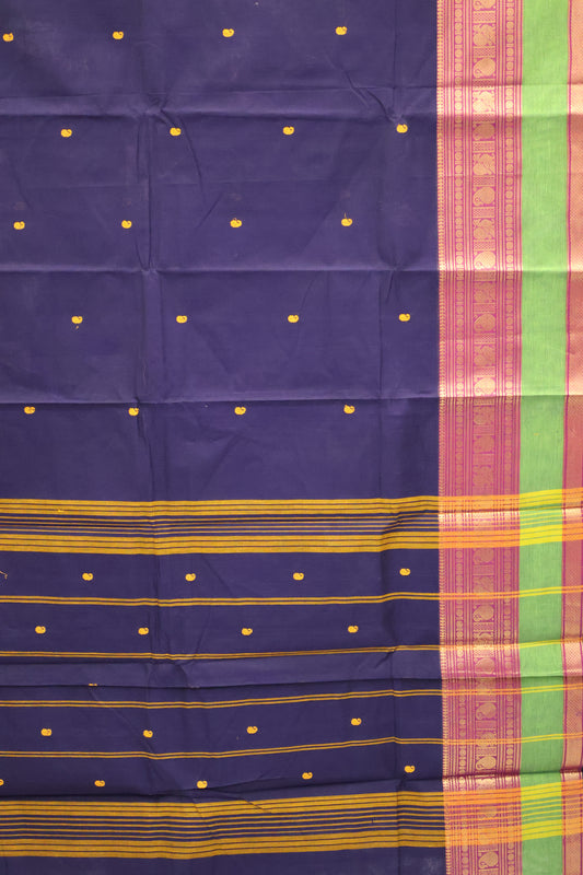 Chettinad Cotton Saree -Navy Blue