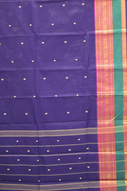 Chettinad Cotton Saree -Blue Peacock