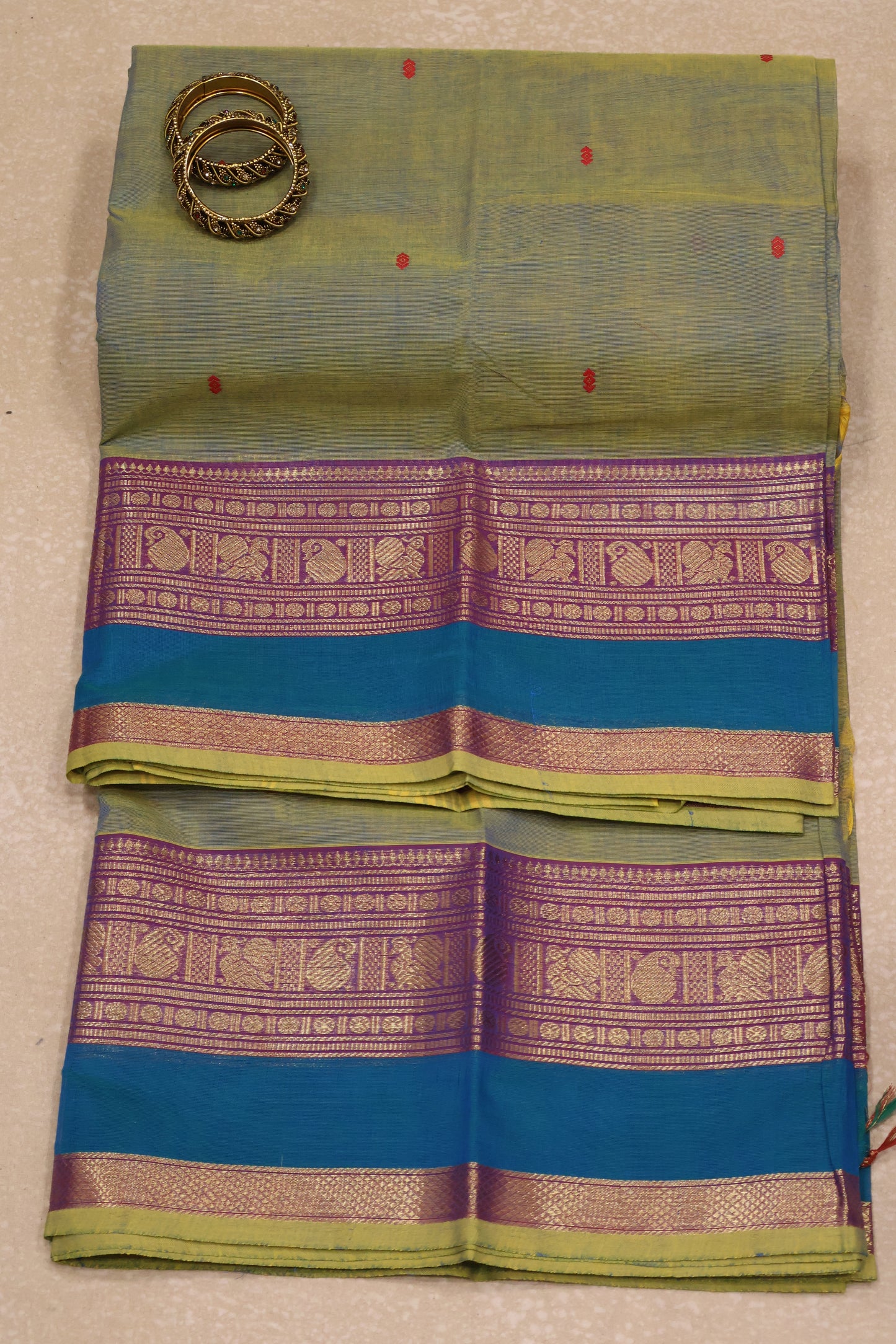 Chettinad Cotton Saree -Muted Olive