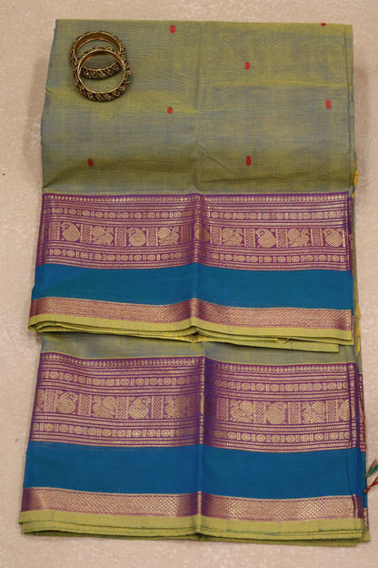 Chettinad Cotton Saree -Muted Olive