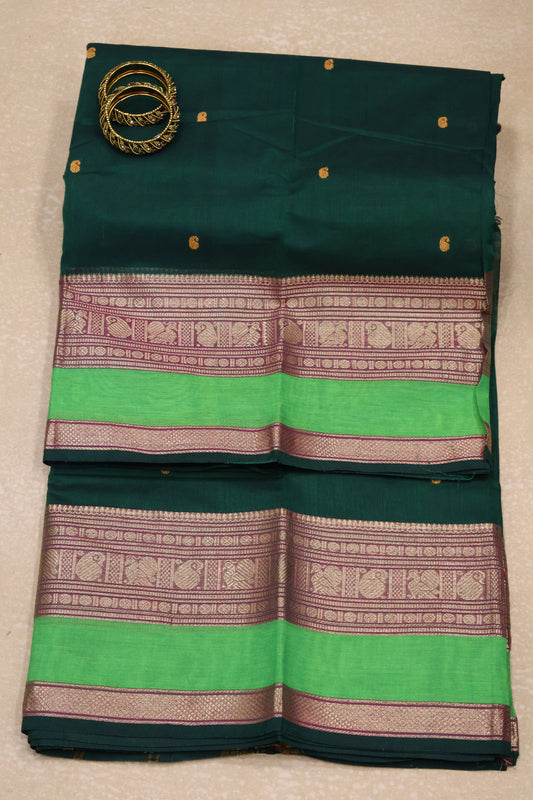 Chettinad Cotton Saree -Bottle Green